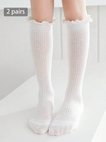 2 paia di calzini con bordo in pizzo bianco, dolci e delicati, calzini in rete stile principessa, calzini versatili con bordo in pizzo, calzini alla caviglia