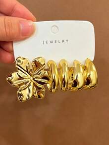 6-18件套女士时尚耳环套装，五叶花+海洋系列，简约优雅，适合夏季佩戴 - 彩色 - 查看 8