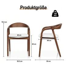 Travis Wooden Chair, Walnut/White, Ash Wood Frame, Upholstered Seat - Walnut - View 2