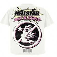 HELLSTAR Men's Breaking News Brainwashed Graphic Oversized T-Shirt, Casual Cotton Short Sleeve Tee - trắng - Xem 2