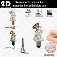 Bohemian Style 2D Acrylic Garden Memorial Stake, Colorful Cross And Angel Design, Weather-Resistant Cemetery Decor, Easy Ground Insertion, No Power Needed, Indoor Outdoor Decoration - Q - View 6