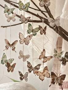 1 Pack 25pcs Vintage Butterfly Theme Hard Card Stickers DIY Decoration For Photo Album, Diary, Planner School Supplies - Cutting Words Butterfly - View 5