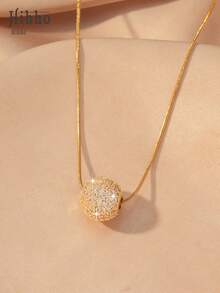 Hihho 1pc New Sparkling Zirconia & Bead Pendant Necklace, Elegant Clavicle Chain, Suitable For Work, Commute, Daily Wear, Dates, Gatherings With Friends - Necklace - View 13