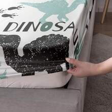 3 Pcs Fitted Sheet Set, Twin/Full/Queen Size Bed Sheet Set, Dinosaur Pattern Sheet Set, 1 Fitted Sheet And 2 Pillowcases, 13 Inch Deep Pocket - 恐龍78 - 查看 5