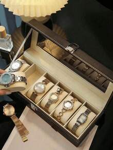 1 hộp đựng đồng hồ, hộp đựng đồng hồ 12 ngăn bằng da PU, hộp trưng bày trang sức, hộp sắp xếp đồng hồ cho nam và nữ - Nhiều màu - Xem 5