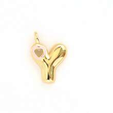 1 Mặt dây chuyền chữ cái hình bong bóng mạ vàng 18K, mặt dây chuyền chữ cái hình trái tim rỗng, mặt dây chuyền chữ cái đầu hình bong bóng phồng, dùng để làm trang sức. - Vàng - Xem 32