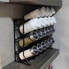 四层独立式调料架，可容纳24罐调料，台面调料收纳架，金属调料瓶架，适用于厨房、台面、橱柜（不含调料瓶） - 彩色 - 查看 8
