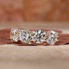 Nhẫn Zirconia tròn mạ vàng 18K sang trọng tối giản, quà tặng cưới/đính hôn cho nữ. - Vàng - Xem 2