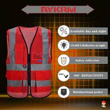 Pink Reflective Safety Vest For Women, Working Safety Gear With Strips, High Visibility Work Vest For Construction, Medium - Red Mesh - View 5