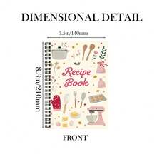 Cute Hand-Drawn Kitchen Element Recipe Spiral Notebook, Thoughtful Companion For Home Chefs, Can Be Used As Kitchen Diary, Cooking Plan Record, Or Memo Pad. Exquisite Cover, Interesting Patterns, Suitable For Self-Use Or As A Gift! - K - View 2