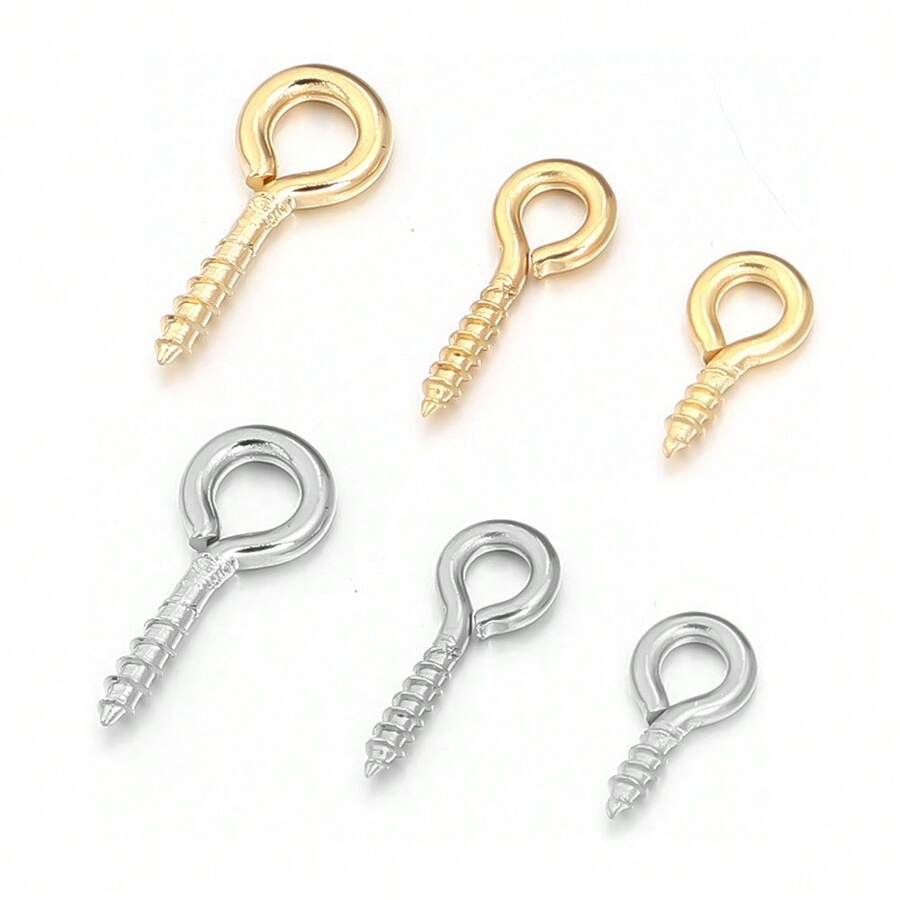 20pcs Stainless Steel Sheep Eye Screw Pins, Multi-Size 9-Shape Connectors For Handmade Jewelry DIY, Necklace & Keychain Accessories