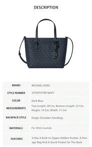 Michael Kors Jet Set Travel Letter Lady Single Shoulder Handbag 35T9STVT0B NAVY - 深藍色35T9STVT0B NAVY - 查看 8