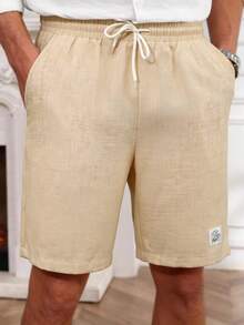 Men's Drawstring Waist Loose Casual Versatile Shorts - Apricot - View 5
