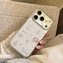 Funda de teléfono Kavenfort transparente con collage de estilo de dibujos animados para dormitorio, compatible con Apple 18 Pro Max, 17 Pro Max, 16 transparente, 15 estilo coreano, 13 carcasa blanda, 14 linda, femenina, creativa, geométrica, minimalista, de dibujos animados, de nicho, estilo Ins - transparente - Ver 8