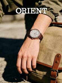 Orient 优雅多功能女士腕表 FSW03002W0，玫瑰金水晶表圈，珍珠贝母表盘，日期显示，24 小时子表盘，三角形刻度，白色鳄鱼皮表带，女士奢华礼物，适合晚宴、办公、毕业典礼、生日、母亲节等场合佩戴。 - 棕色 - 查看 3