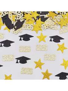 100pcs/Pack Graduation Cap Star Confetti, Multicolor Paper Confetti For Graduation Party Decoration, Suitable For Graduation Season Desktop Decor And Event Celebration - Multiple Styles - View 4