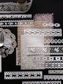 10 Hojas/Paquete Papel de Material de Encaje Hueco Vintage, Papel Decorativo DIY para Tarjetas y Manualidades de Scrapbook - Aventura de encaje - Ver 10