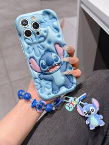 Disney Has Authorized, Phone Case - Chain Set, The Stitch Lilo & Stitch 3D Phone Case Plus A Silicone 3D Stitch Bracelet With Metallic Ring Removable Bracelet, Stitch And Angel Pattern, Compatible With Iphone 17/16/15/14/13/12/11/XS/XR/X Plus Pro Max, A Stylish Cartoon Phone Case, The Perfect Gift Choice, Phone Protection, Durable Phone Cover, Great Gift For Friends And Family - 白色款式B - 查看 2