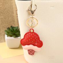 新款真皮冰淇淋可爱清新小吊坠汽车钥匙扣时尚情侣包包吊坠小礼物 - 彩色 - 查看 1