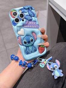 Disney Has Authorized, Phone Case - Chain Set, The Stitch Lilo & Stitch 3D Phone Case Plus A Silicone 3D Stitch Bracelet With Metallic Ring Removable Bracelet, Stitch And Angel Pattern, Compatible With Iphone 17/16/15/14/13/12/11/XS/XR/X Plus Pro Max, A Stylish Cartoon Phone Case, The Perfect Gift Choice, Phone Protection, Durable Phone Cover, Great Gift For Friends And Family - 白色款式B - 查看 2