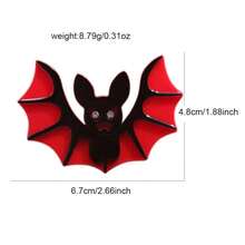 1pc Women's Red Bat Acrylic Brooch, Fashionable Cartoon Animal Pin Badge Gift - Red - View 6