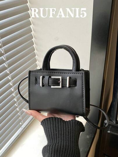 Túi xách mini vuông cổ điển, đa năng, màu trơn, khóa cài kim loại trang trí, kiểu dáng mới, phù hợp cho nữ giới trẻ, sinh viên, người mới vào nghề và nhân viên văn phòng. Rất thích hợp cho văn phòng, trường đại học, công việc, kinh doanh, đi làm, hoạt động ngoài trời, du lịch và dã ngoại.