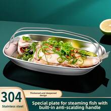 304 Stainless Steel Steamer Tray With Handle, Deep And Thick Design For Convenient Steaming Of Fish, Rice, Vegetables And Meat, Suitable For Restaurant And Home Daily Use, From HMJ Home Furnishing - Multicolor - View 2