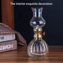 Vintage Glass Kerosene Lamp, Retro Tabletop Home Decor - 1PC - View 12