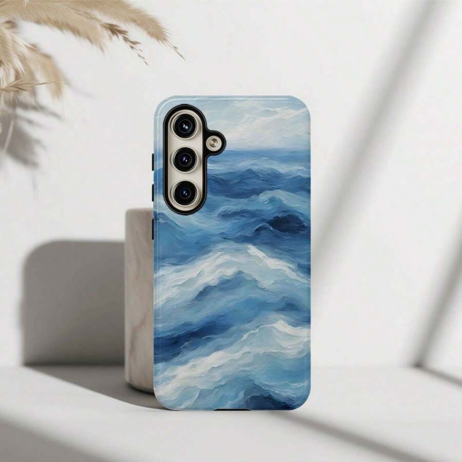 Funda para teléfono: Diseño artístico de pintura de olas del océano, funda de doble capa resistente para una protección superior, para Samsung Galaxy S26/S25/S24/S23/S22/S21/S21+/S21 Ultra, Plus, FE, Edge/S20 FE/A15/A16, 17, 16, 15, 14, 13, 12, 11 Pro Max, Plus y Pro/A17/A26/A36/A56, regalos de cumpleaños y Navidad. - Color mixto 1 - Ver 1