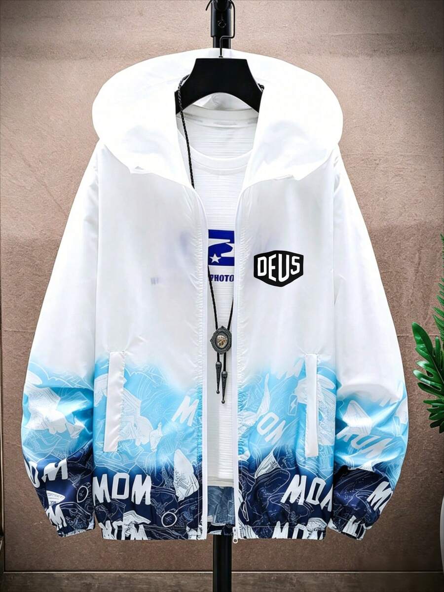 夏の日焼け止め男性の通気性がゆったりしたフード付き日焼け止め服アウトドアサイクリング日除けカーディガンコートアウトドアサイクリング通勤日除けカーディガン上着マルチカラーオプション - ブルー - チェックする 1