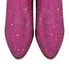 Women's Rhinestone Cowboy Boots, Mid-Calf Western Boots, Sparkling Women's Cowboy Boots, 2-Inch Heel, Slip-On Mid-Calf Boots, Stylish Riding Boots - 紫紅色亮片 - 查看 3