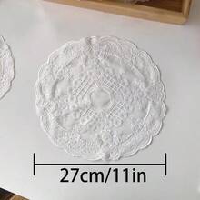 1pc European Style Embroidered Lace Tray Mat, Round Hollow Lace Edge, Suitable For Jewelry Display, Vintage Dining Mat - Multicolor - View 17