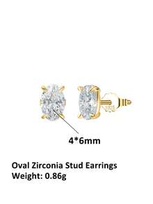ORSA JEWELS 1對925純銀耳釘，鑲嵌1顆閃耀橢圓切立方氧化鋯，永恆閃爍，女性珠寶的精美選擇，適合特殊場合、生日或慶祝活動 - 無色 - 查看 20