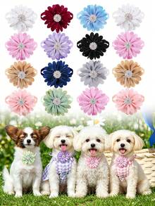 4 pezzi Collare regolabile per animali domestici con motivo floreale minimalista e colori attenuati, comodo ed elegante, adatto per Teddy, Pomerania, Yorkshire Terrier, per matrimoni/compleanni, stili misti - Multicolore - Visualizzare 1