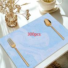 1/2/4/6/8/300pcs Placemat Set, Featuring Floral Patterns, Solid Blue, And Black & White Designs. Made Of 100% Polyester, Size 12*18 Inches. Variety Of Styles Available. Machine Washable Polyester Placemats. Heat Resistant, Stain & Water Resistant, Easy To Clean. Each Design Suitable For Home Dining And Home Decor, Also Can Be Used As Kitchen Supplies And Spring Indoor Decoration. - Multicolor - View 33