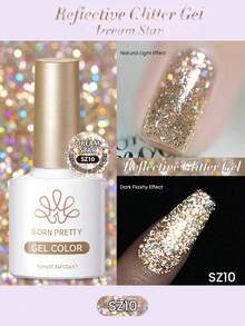 BORN PRETTY 10ml 反光闪粉凝胶 金色 持久可卸 UV LED 凝胶 适用于美甲沙龙 - 彩色 - 查看 1