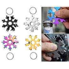 1pc 18-In-1 Mini Snowflake Wrench, Durable Hex & Octagon Socket Wrench With Keychain, Portable Card Design, Stainless Steel Screwdriver, Essential Multifunctional Tool For Outdoor Camping, Hiking, Cycling, Travel, Home Repair - Multicolor - View 1