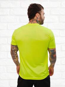 Men's Dry Fit Short Sleeve T-Shirt For Gym Workout - Yellow - View 4