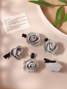 5pcs PE Foam Rose Hair Clips, Side Bangs Clamps, Bridal Wedding Updo, Daily Party Boho Style Hair Accessories - Multicolor - View 10
