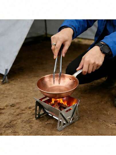 Compact Stainless Steel Wood Burning Stove - Durable Foldable Outdoor Cooking Stove With Chimney And Fire Pit, Suitable For Charcoal Or Firewood, Ideal For Backpacking, Camping, Survival