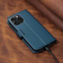 兼容苹果 17 Pro Max、17e、17 Air、17、16e、16 Pro Max、15 Pro Max、14、13、12、11、7、8 Plus、Mini、X、XS、XR、XS Max 以及三星 Galaxy A02、A03、A12、A13、A14、A15、A21S、A22、A23、A24、A25、A31、A32、A33、A34、A35 4G/5G，钱包式手机壳，带卡槽和支架 - 藍色 - 查看 10