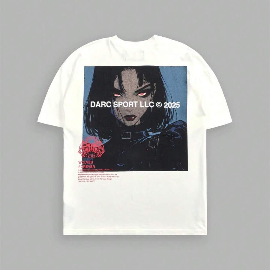 DARCSPORT T-Shirt American Street Fashion Brand Loose Fit Plus Size Pure Cotton Short-Sleeve T-Shirt - White - View 1