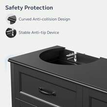 Asofer 6 Drawer Dresser Bedroom, Multi-Drawer Storage Cabinet With Metal Handles,  Anti-Dumping  For Entrances, Corridors,Sturdy And Spacious,Room Decoration, Black - 黑色 - 查看 7