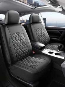Universal Car Seat Covers - 2 Front Or 5 Full Set, PU Leather Diamond Quilted - Non-Slip Backing, Easy Installation - Fits Sedans, SUVs And Pickups - Interior Protection Kit, Car Interior Accessories (Black) - A - View 9
