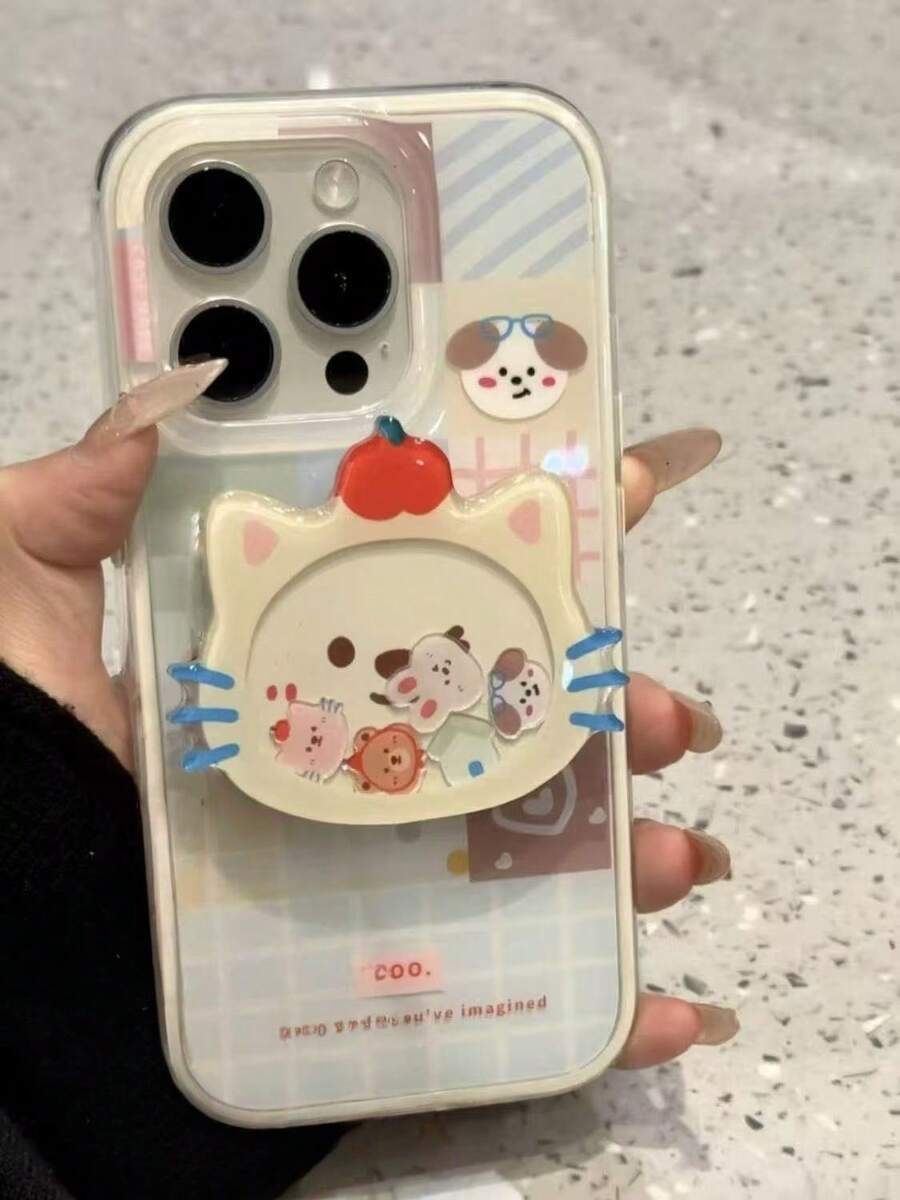 苹果卡通可爱猫咪摇摆音乐手机气囊支架摇摆粘性系列便携式 - 卡通可愛貓咪 - 查看 1
