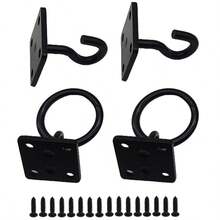 Rustic Unique Shelf Brackets X 2 Hanging Hook On Ring / Chain Black Floating - Black - View 6