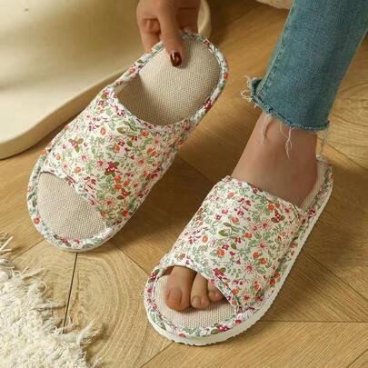 Dép đi trong nhà họa tiết hoa nhí thoải mái, kiểu dáng đồng quê, hở ngón dành cho nữ, món quà lý tưởng cho các dịp lễ.