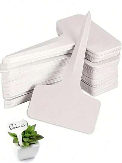 50/20/2pcs Simple & Practical White T-Shape Plant Labels High-Quality Waterproof Plastic Material Waterproof Sunscreen Clear Marking Durable For Outdoor Garden Potted Plants Marking Gardening Succulent Flower Tags Garden Markers Stakes Housewarming Birthday Father's Day Graduation Season New Year Gardening Gift