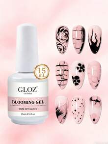 GLOZ 15ml 透明漸層凝膠，可浸泡卸除 UV LED 凝膠指甲油，漸層紮染效果，魔幻大理石水彩花卉紮染半永久指甲油 - 無色 - 查看 6
