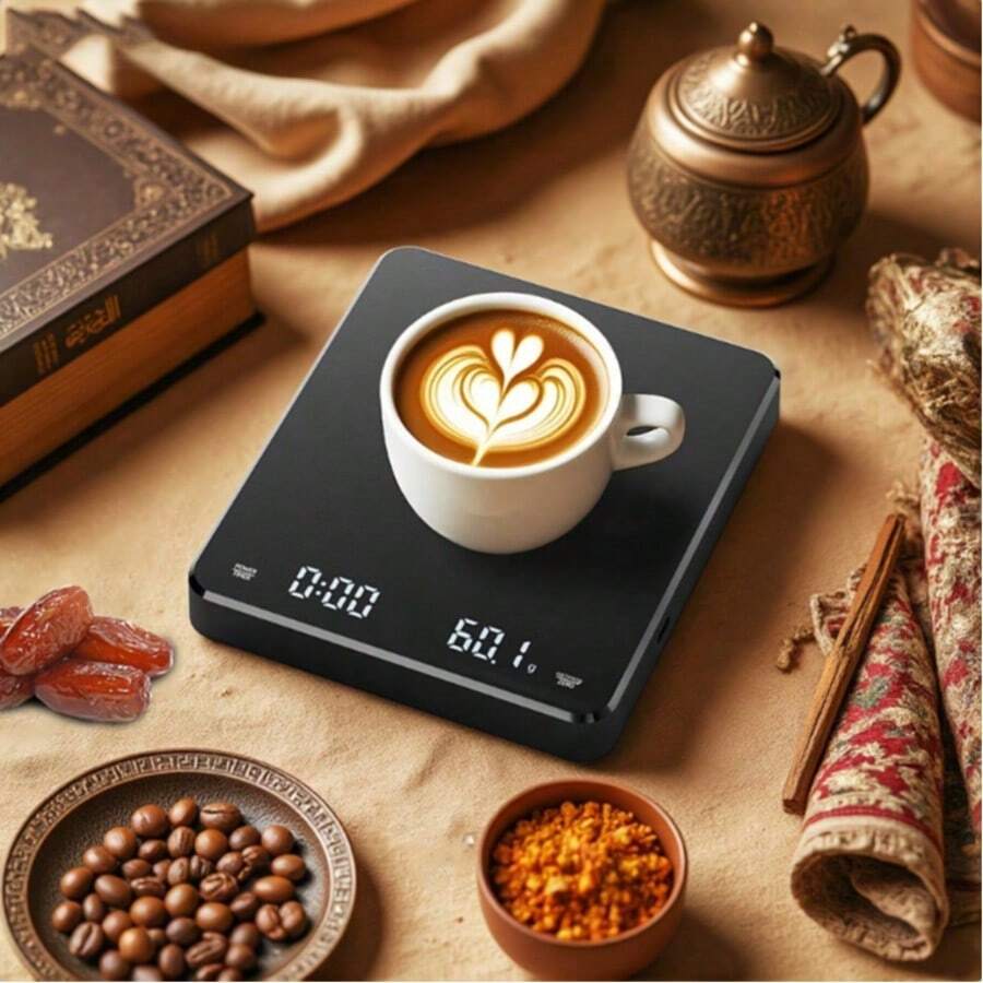 0,1g Balanza de cocina de alta precisión con temporizador, balanza para café de goteo manual, balanza para café expreso con función de tara automática - 3kg, adecuada para Halloween/Navidad - Básculas electrónicas comerciales - Ver 1